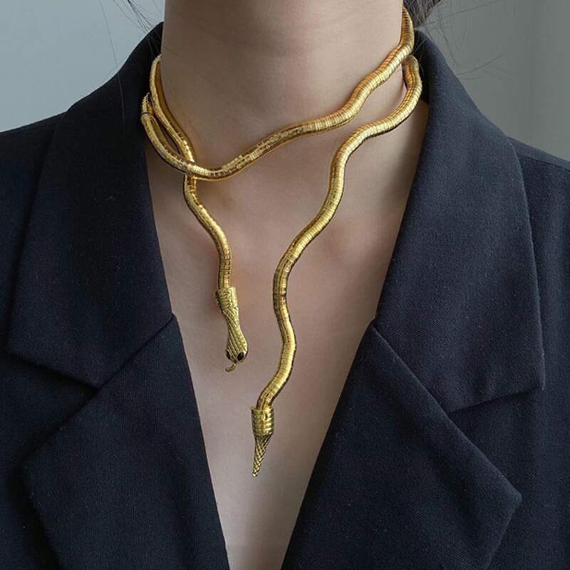 

Serpentine Charm Necklace, Gold