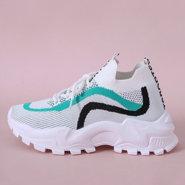

Letter Graphic Lace Up Front Chunky Sneakers, Multicolor