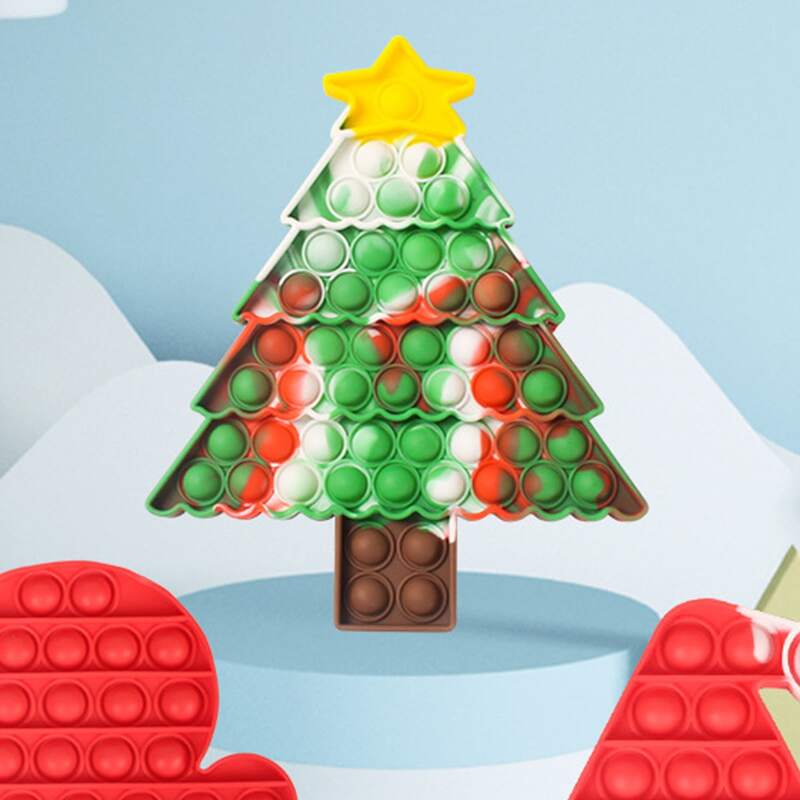

1pc Christmas Tree Push Bubble Toy, Multicolor