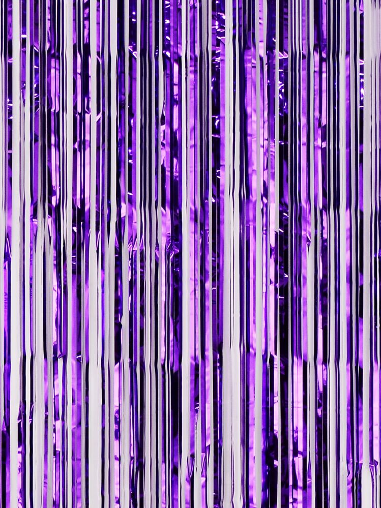 kumozawa 1pc Purple Party Backdrop Decorative Rain Curtain, Graduation Decorations, Tassels, Birthday, Wedding, Single Women Anniversary Decoration, Adult Rain Silk Curtains, Birthday Party Background Wall Decoration, Tassel Shiny Aluminum Film Wall Curtains - Purple - View 2