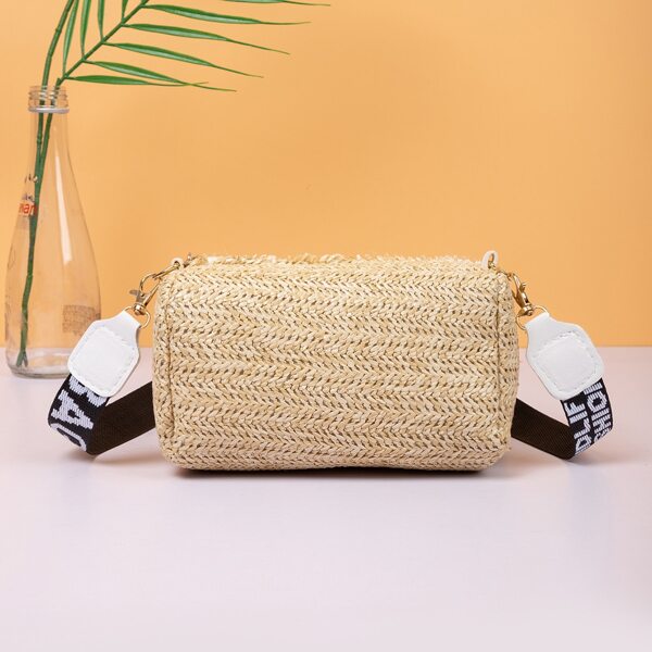 

Letter Graphic Straw Bag, Apricot
