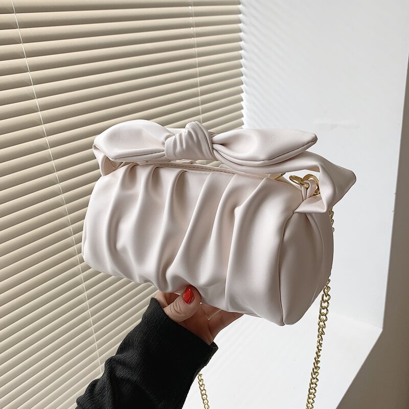 

Ruched Satchel Bag, Beige