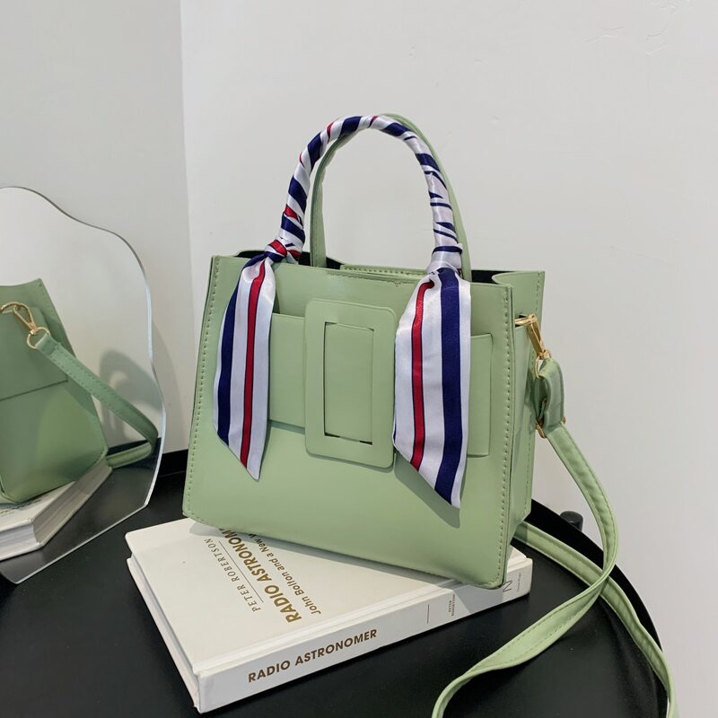 

Twilly Scarf Decor Satchel Bag, Green
