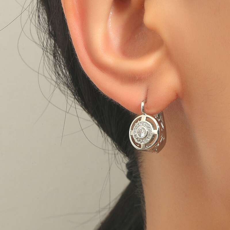 

Rhinestone Drop Earrings, Silver