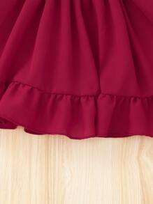 Bebé 1 pieza Vestido de hombros descubiertos ribete con fruncido - Burdeos - Ver 4