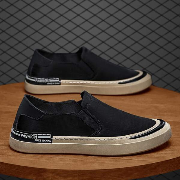 

Men Letter Graphic Loafers, Black