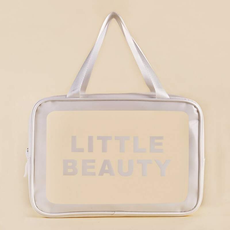 

Letter Graphic Square Makeup Bag, White