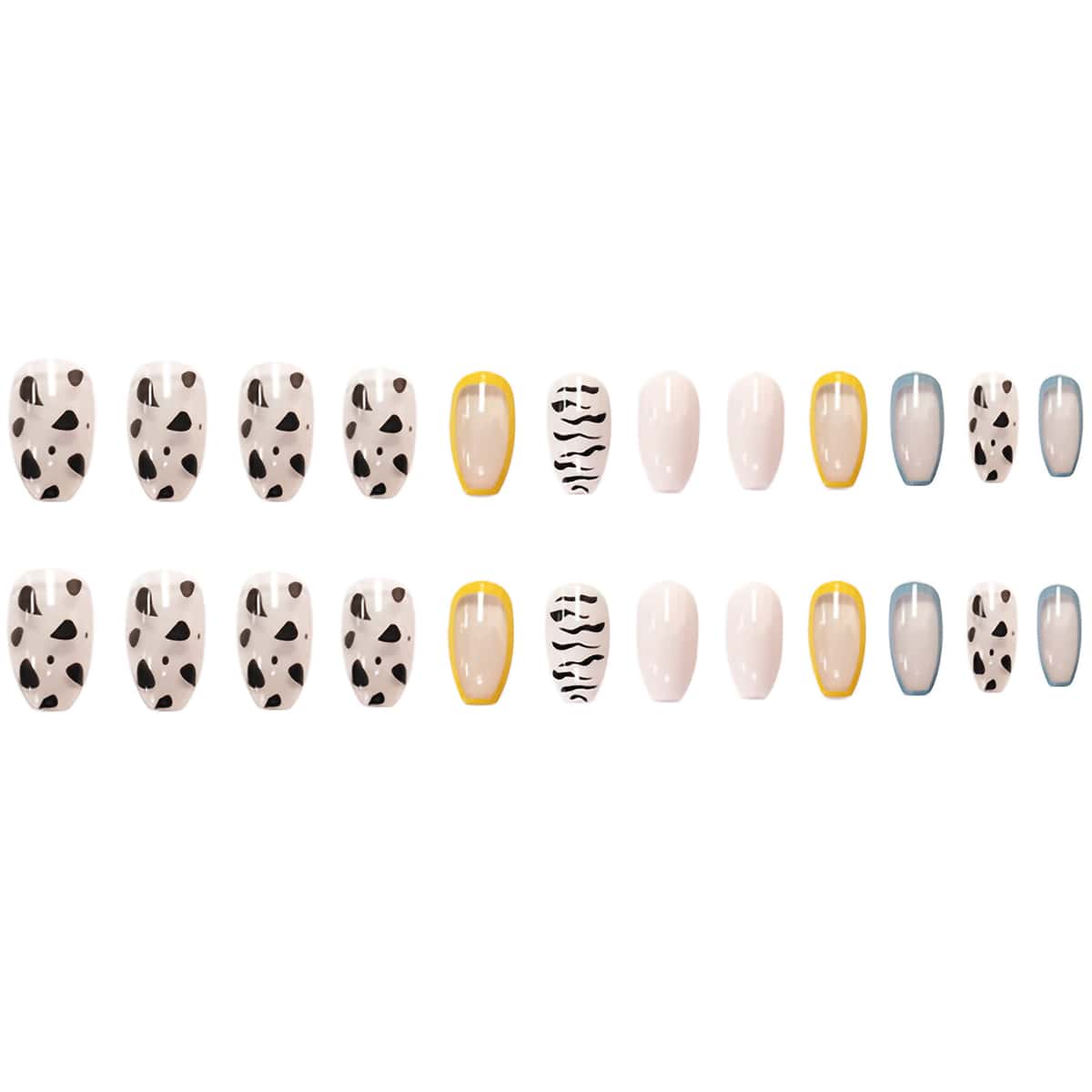 

24pcs Graphic Fake Nail, Black and white