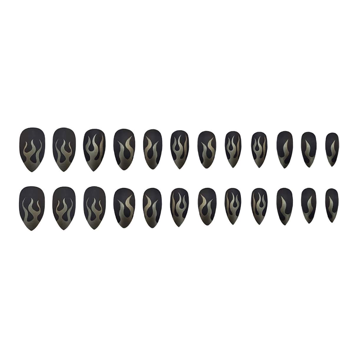 

24pcs Fire Fake Nail, Black