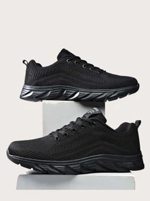 Pantofi negri cu detaliu tricotat pentru bărbați, cu șireturi în față, Manfinity Basics - Negru - Vizualizare 2