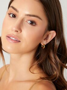 MOTF PREMIUM 1 pieza Pendientes de aro minimalistas Joyas de cobre - Amarillo Oro - Ver 8