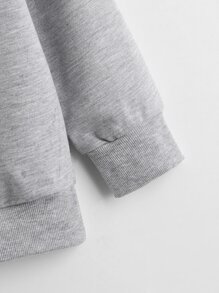 SHEIN 小男童翻領圖案補丁貼運動衫 - 灰色 - 查看 4