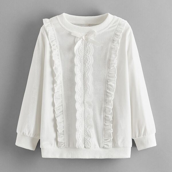 

Toddler Girls Ruffle Trim Solid Sweatshirt, White