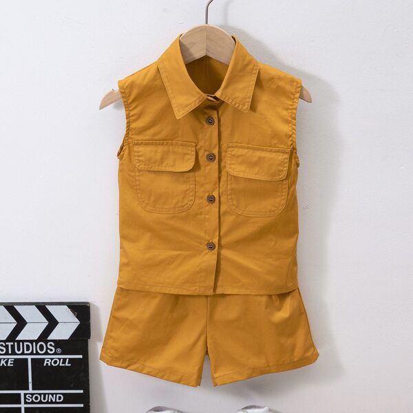 

Toddler Boys Flap Pocket Shirt & Shorts, Yellow