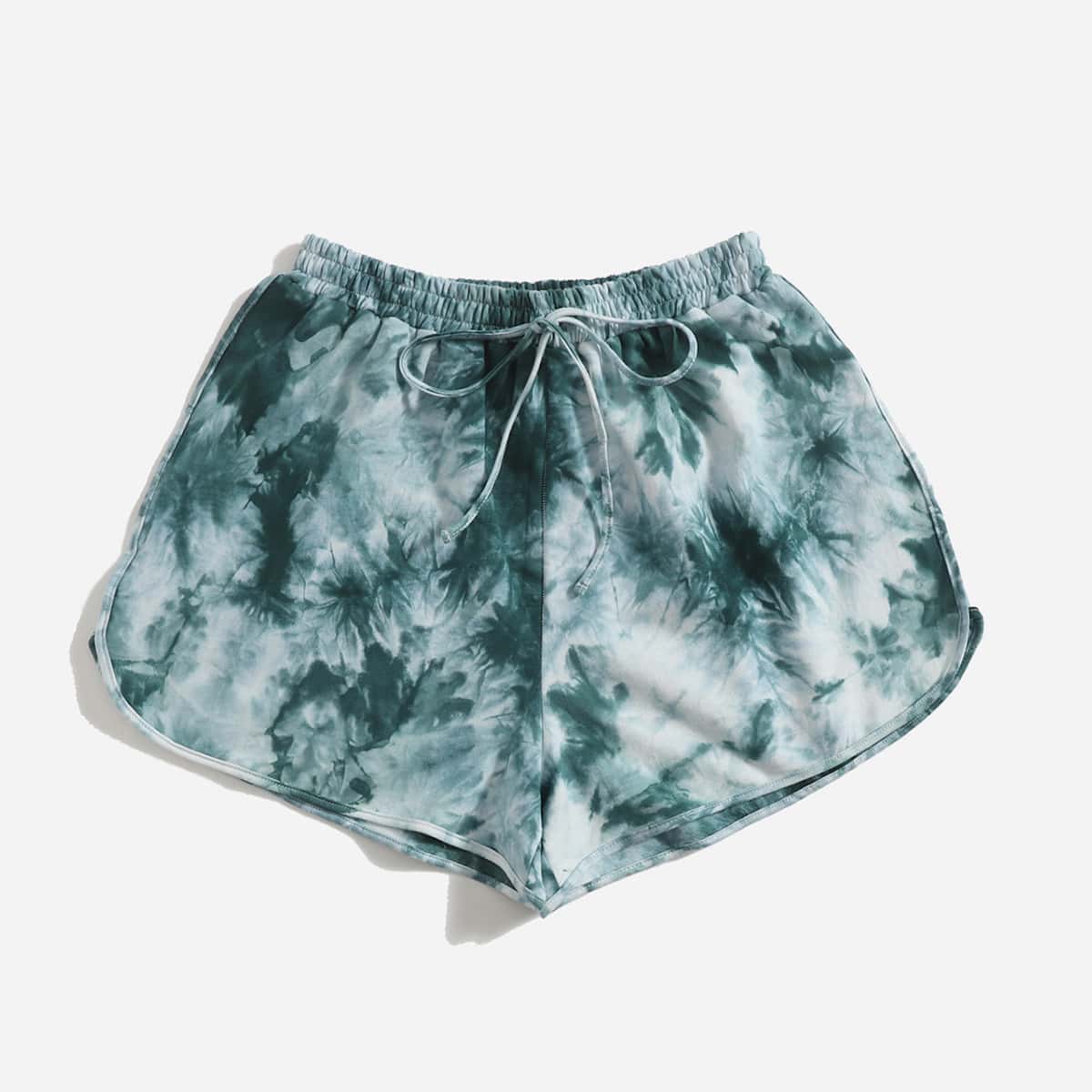 

Tie Dye Knot Shorts, Dark green