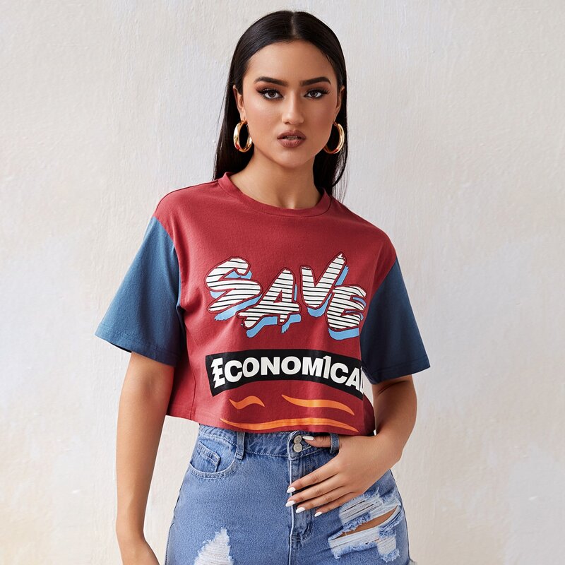 

Colorblock Letter Graphic Tee, Multicolor