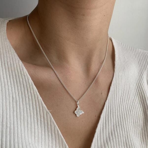 

Butterfly Charm Necklace, Silver
