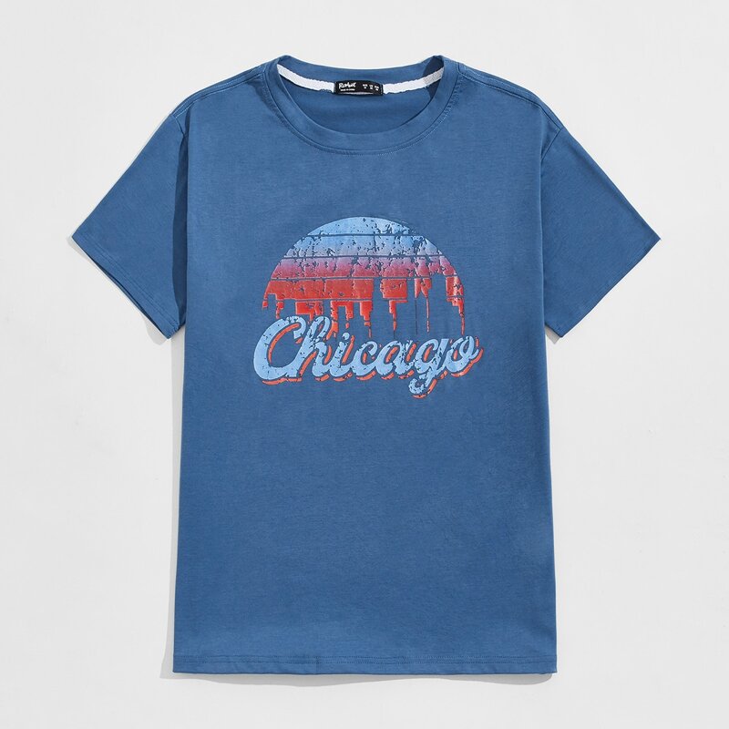 

Guys Letter Graphic Tee, Navy blue