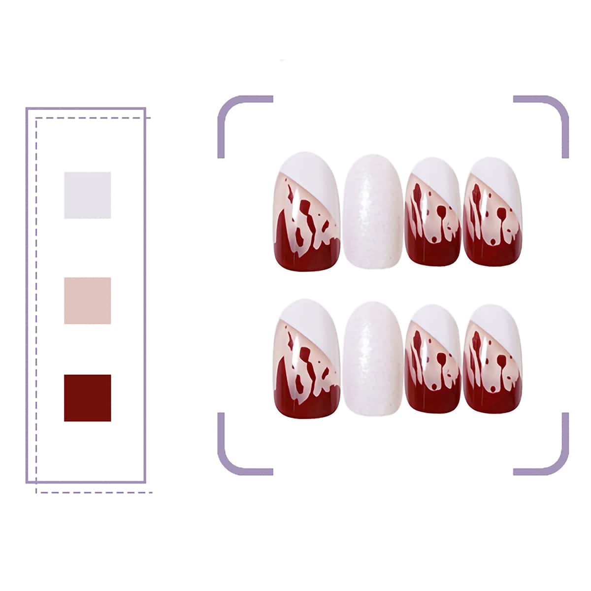 

24pcs Graphic Fake Nail, White