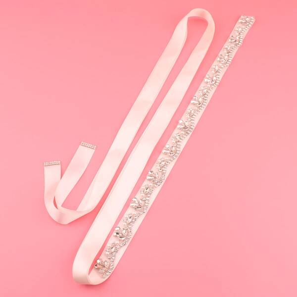 

Faux Pearl & Rhinestone Decor Belt, Beige