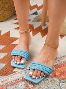 編織細節涼鞋 - 藍色 - 查看 5