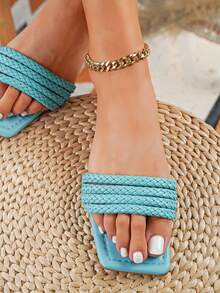 編織細節涼鞋 - 藍色 - 查看 6
