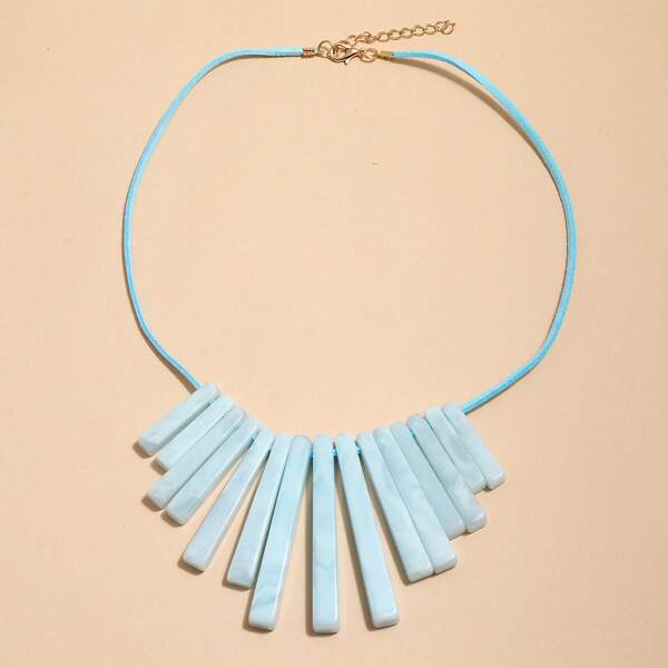 

Acrylic Geometric Pendant Necklace, Baby blue
