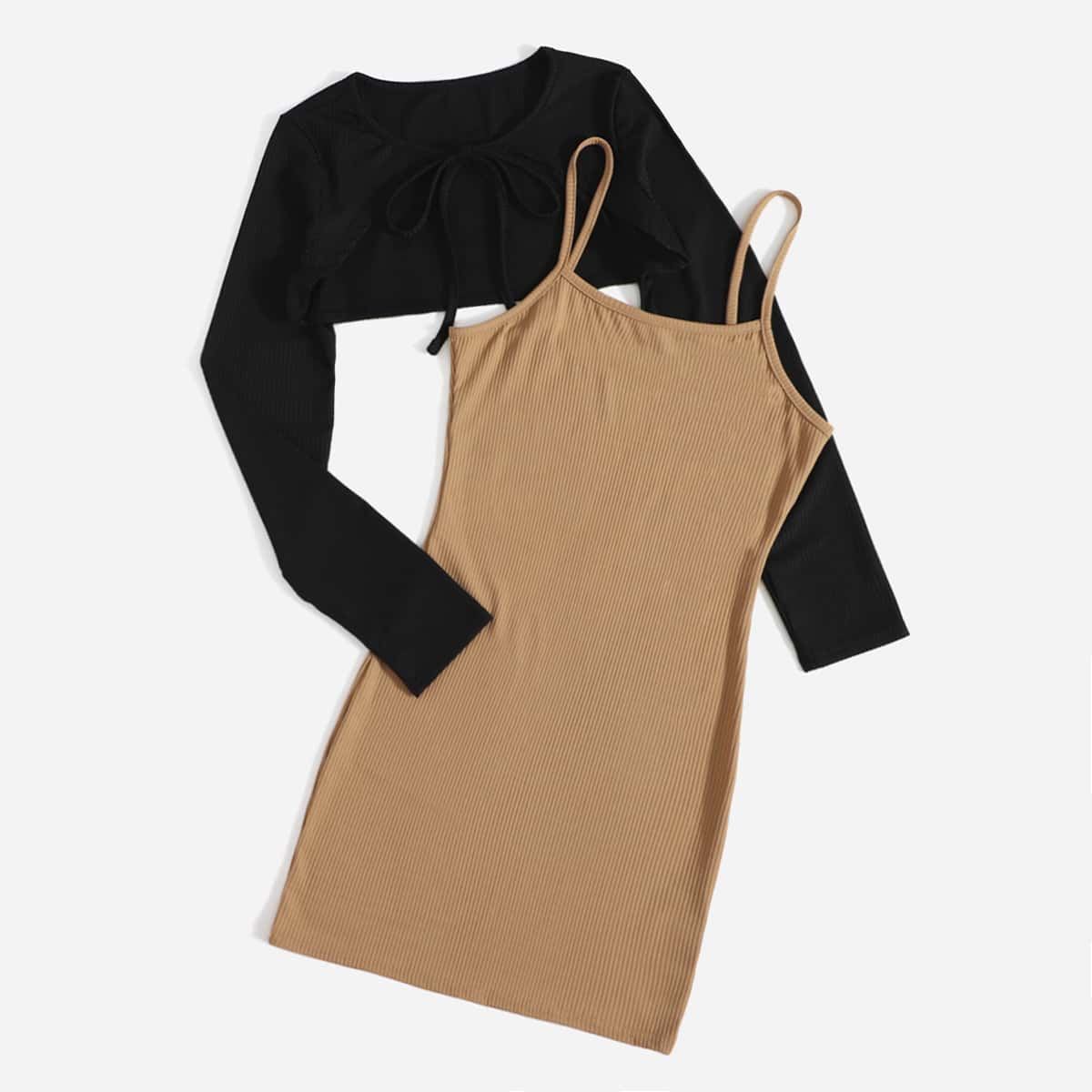 

Solid Super Crop Tee & Cami Dress, Multicolor