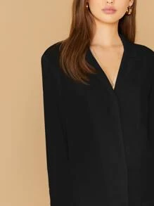 BizChic Damska luźna bluzka satynowa z długim rękawem i głębokim dekoltem w serek, podstawowy styl na miejskie dojazdy do pracy, prosty, elegancki, swobodny strój biznesowy, odpowiedni dla nauczycieli i do biura, jesień