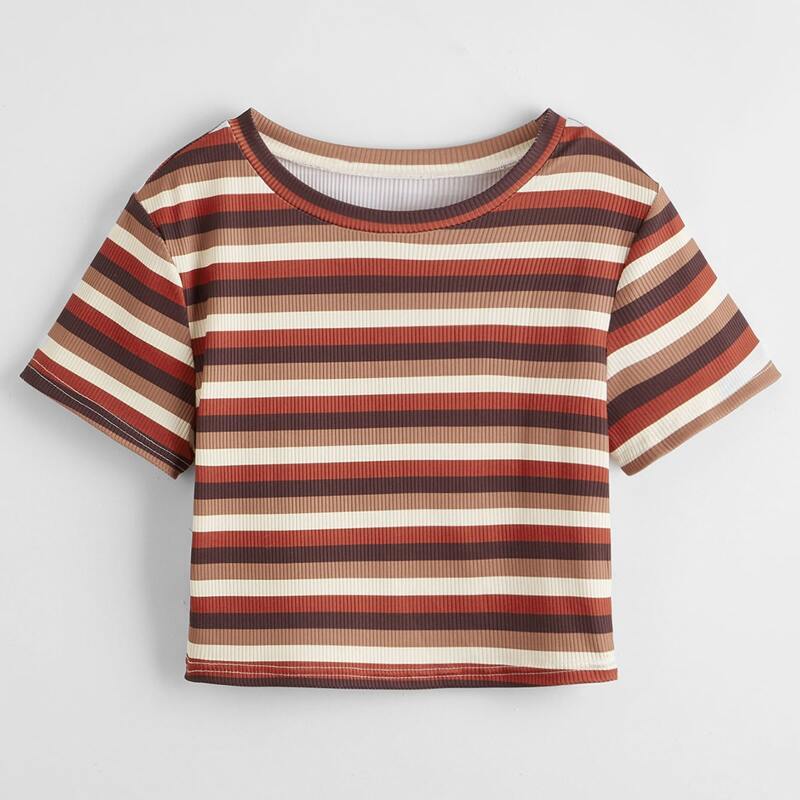 

Striped Ribbed Tee, Multicolor