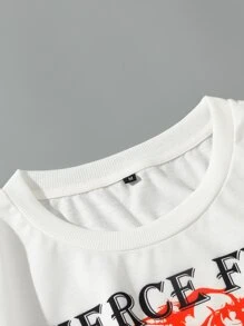 Manfinity Men Fire & Letter Graphic Sweatshirt - Black and White - View 5