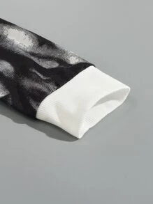 Manfinity Men Fire & Letter Graphic Sweatshirt - Black and White - View 6