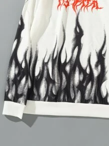 Manfinity Men Fire & Letter Graphic Sweatshirt - Black and White - View 8