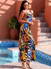 LOVE&LEMONADE Đầm Lộ Lưng Hội Chữ thập Tất cả trên in Boho - Nhiều màu - Xem 5