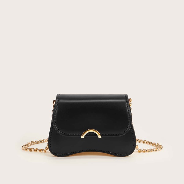 

Flap Chain Crossbody Bag, Black