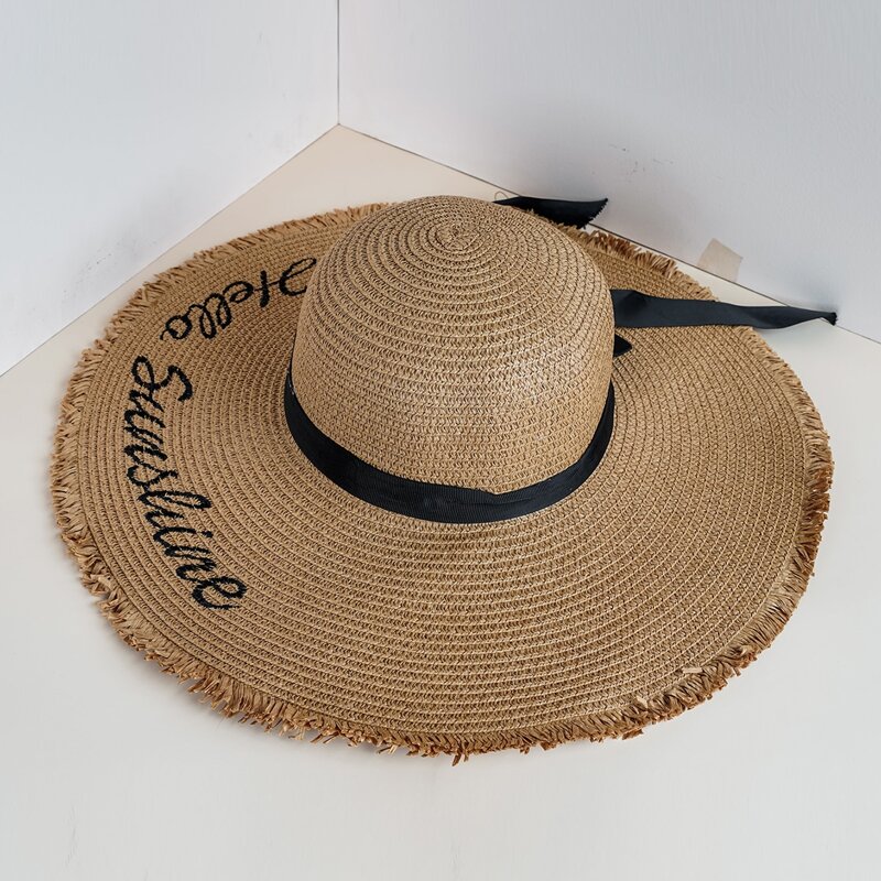 

Bow Decor Straw Hat, Khaki
