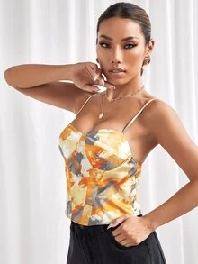SHEIN Tie Dye Cami Top - Orange - View 4
