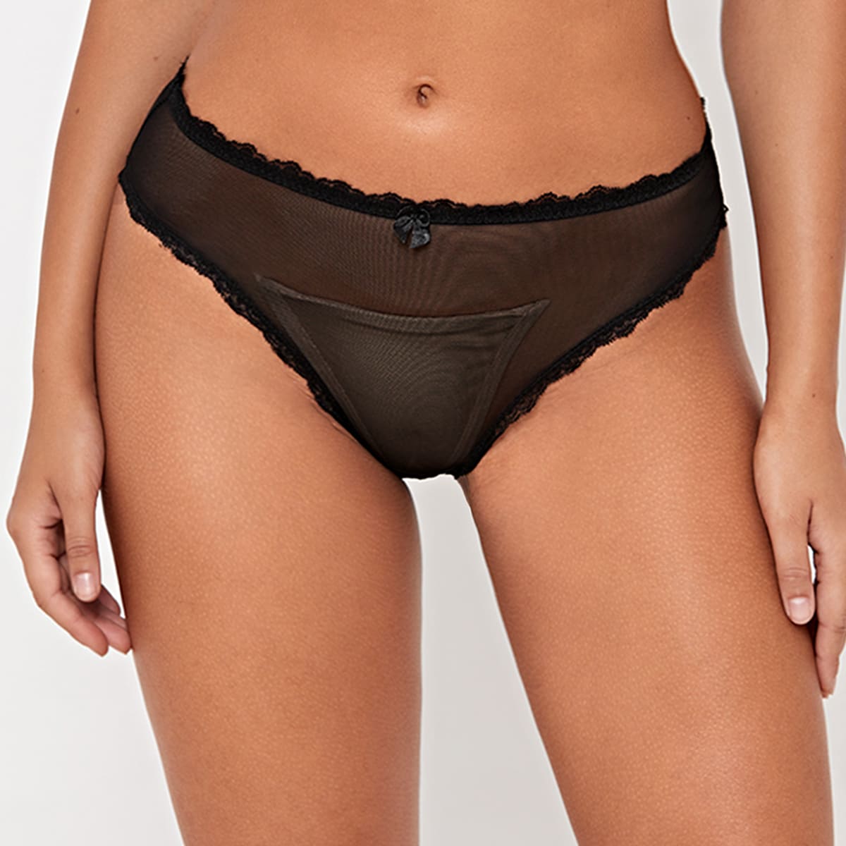 

Lace Trim Bow Panty, Black