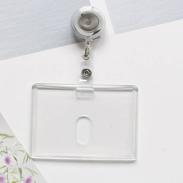 

1pc ID Card Cover With Stretchy Buckle, Clear