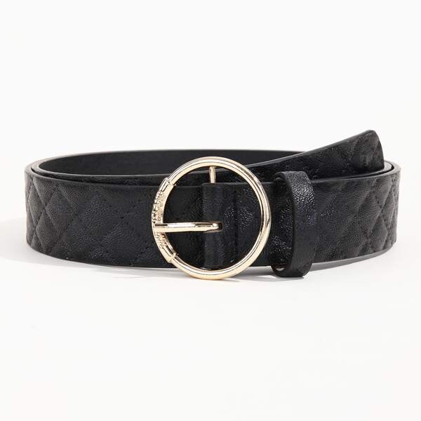 

Round Buckle Belt, Black
