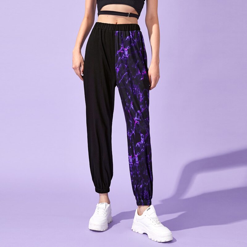 

Contrast Graphic Sweatpants, Multicolor