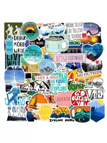 50 件户外探险涂鸦贴纸，适用于手机、滑板、户外露营、徒步旅行，防水乙烯基贴纸，适用于水瓶、笔记本、笔记本电脑，适合成人和青少年 - 彩色 - 查看 1