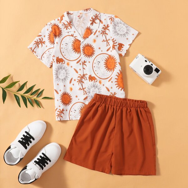 

Toddler Boys Sun & Moon Print Tee & Shorts, Multicolor