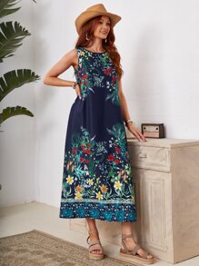 EMERY ROSE Floral Print Sleeveless Dress - Multicolor - View 4