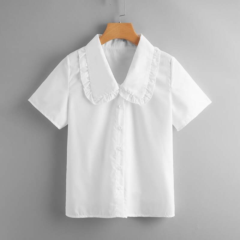 

Statement Collar Button Front Blouse, White