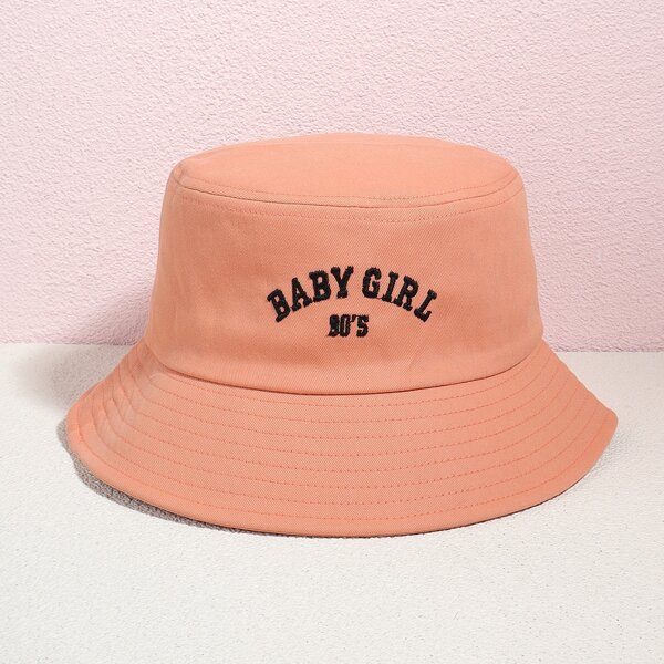 

Letter Embroidery Bucket Hat, Orange