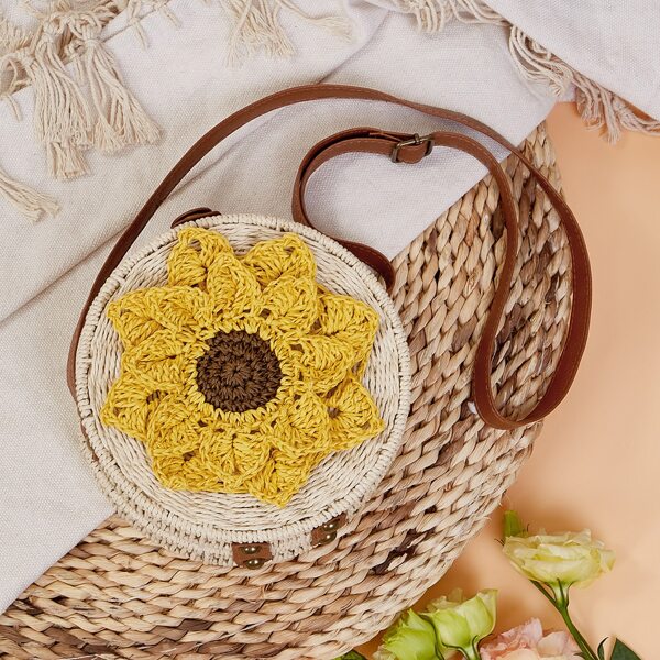 

Floral Decor Straw Shoulder Bag, Multicolor