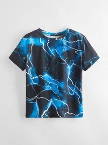 SHEIN Tween Boy Lightning Print Tee - Multicolor - View 1