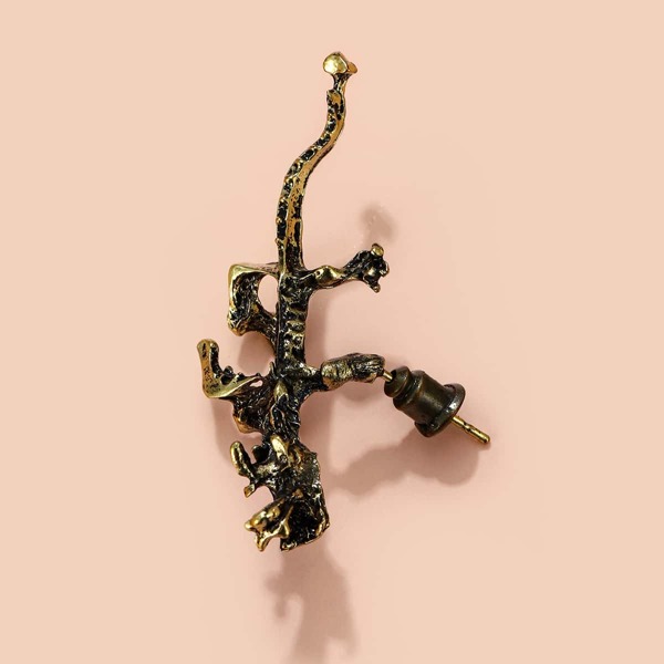 

1pc Vintage Alloy Earring, Black