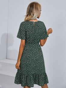 SHEIN Clasi Vestido línea A floral bajo con fruncido - Multicolor - Ver 2